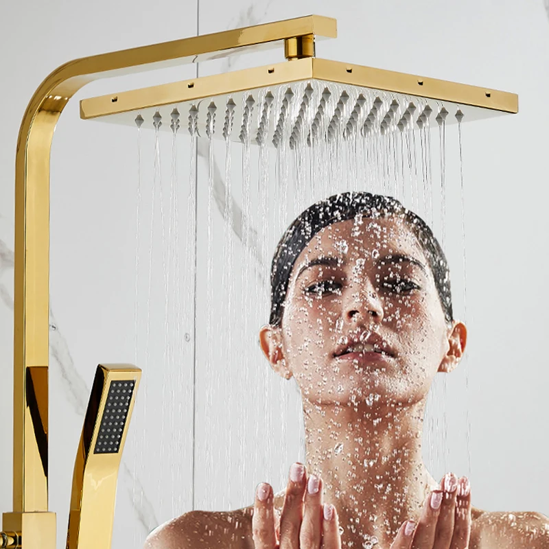Золотая Душевая система для ванны набор цифровых смесителей от дождя смеситель