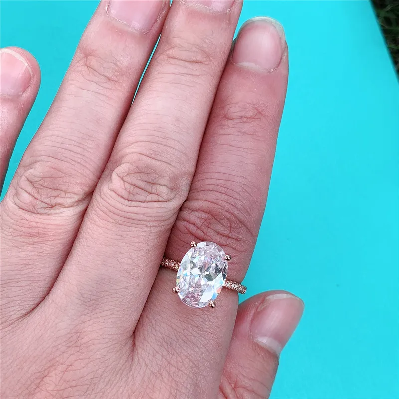 choucong Promise Finger Ring Rose Gold Filled 925 Silver Oval cut 3ct AAAAA cz Engagement Band Rings For Wome Wedding Jewelry | Украшения и