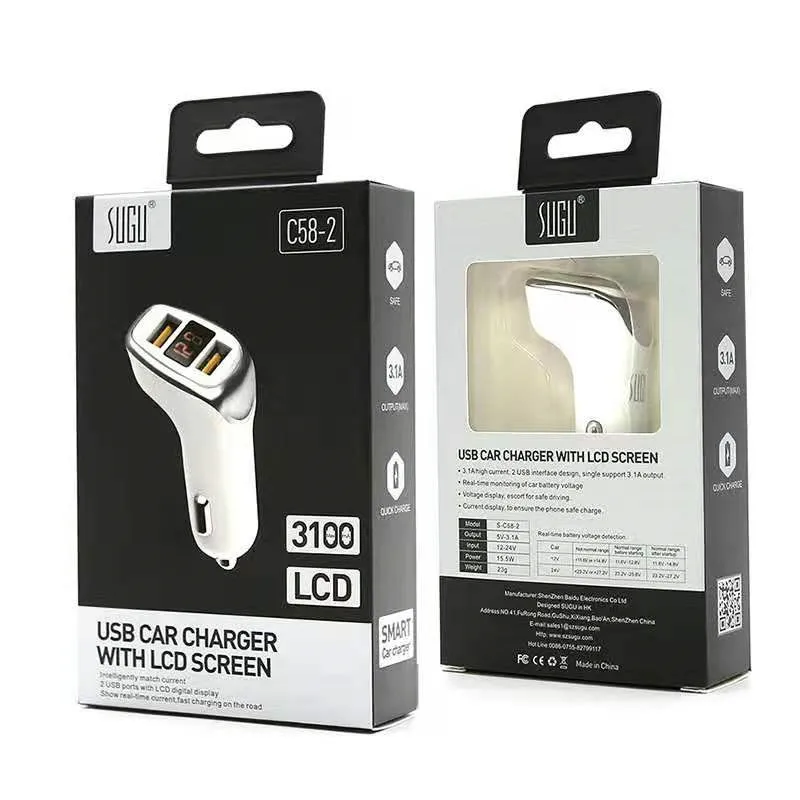 Высококачественное Автомобильное зарядное устройство с цифровым дисплеем