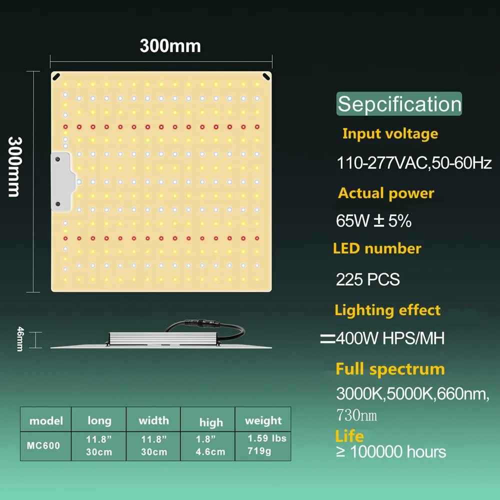 Quantum Светодиодная лампа для выращивания доска 255 шт. Samsung LM 301B полный спектр 3000K +