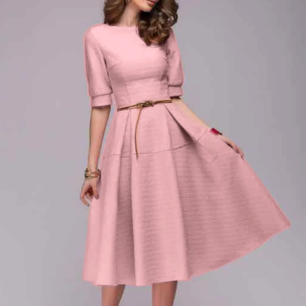 Женское повседневное винтажное платье миди элегантное офисное летнее до колена