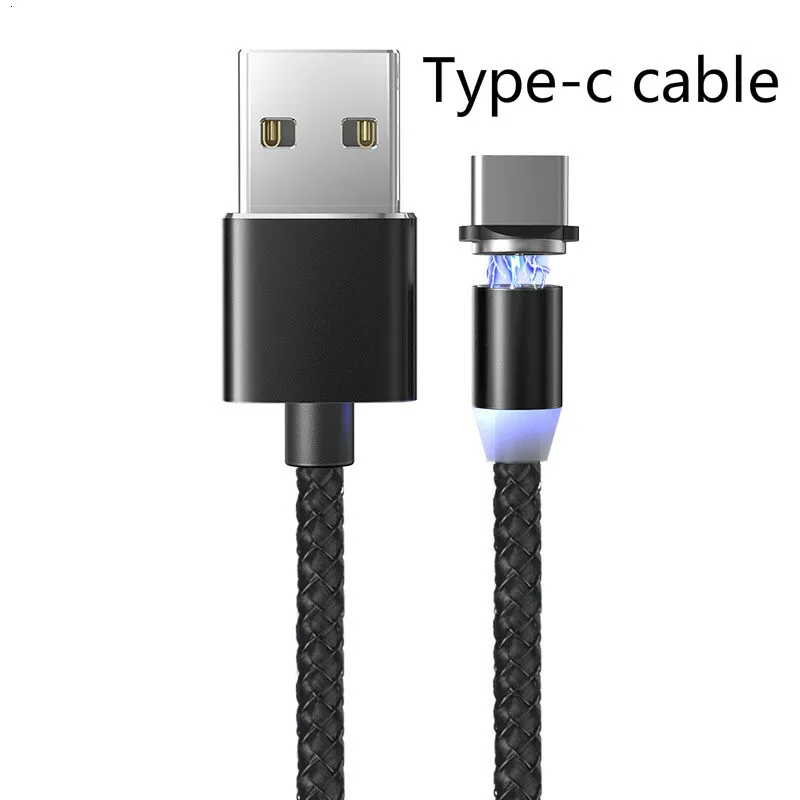 1 м Магнитный Micro USB кабель для быстрой зарядки iPhone samsung кабель для передачи данных Магнитный кабель для зарядки usb type C 3A кабель для мобильного телефона - Цвет: black for type C