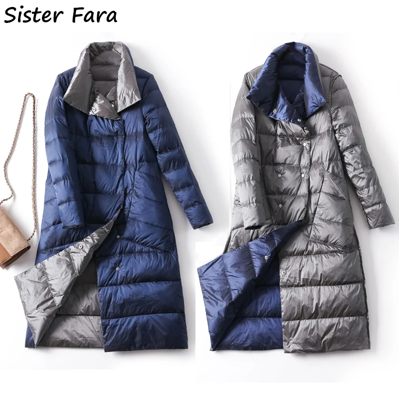 Зимняя длинная куртка Sister Fara 2021 на утином пуху женская теплая парка для женщин