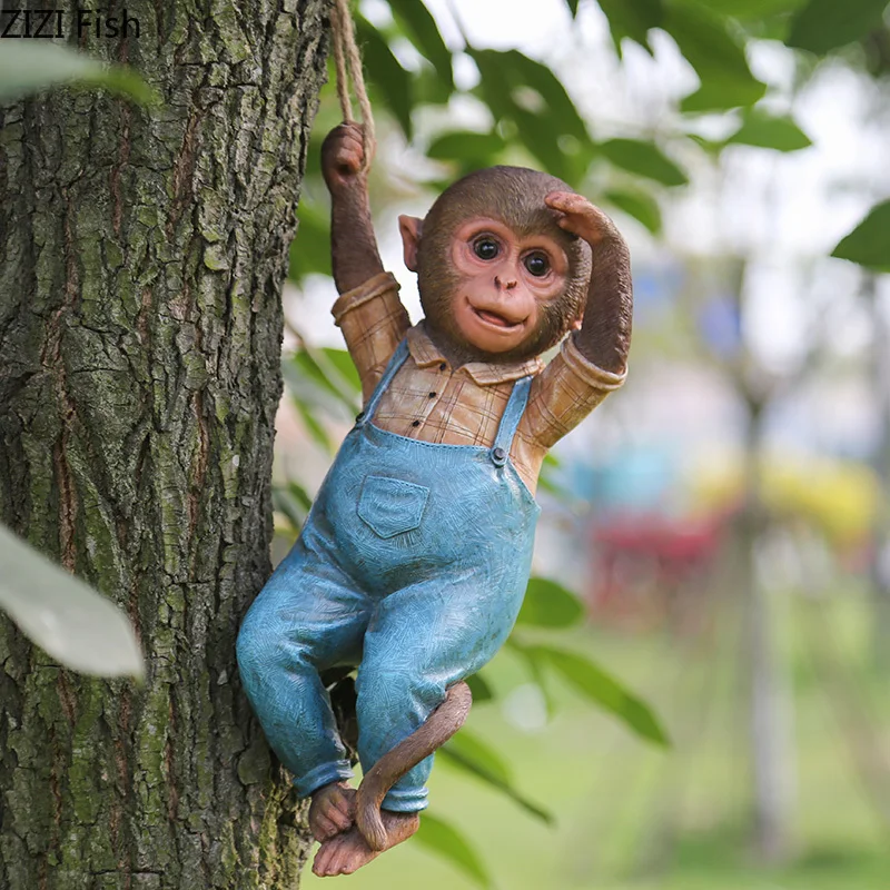 

Pastoral Resin Little Monkey Garden Art Decoration Cute Cartoon Simulation Animal Garden Crafts Creative Outdoor Home Decoration