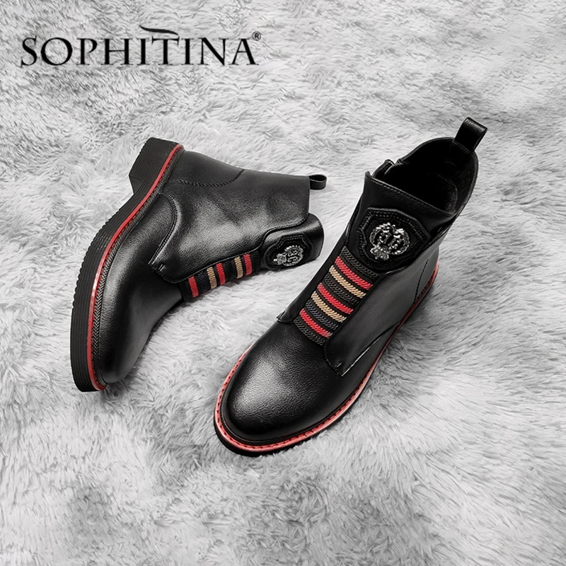 Женские ботильоны на молнии SOPHITINA Повседневные Удобные ботинки из натуральной
