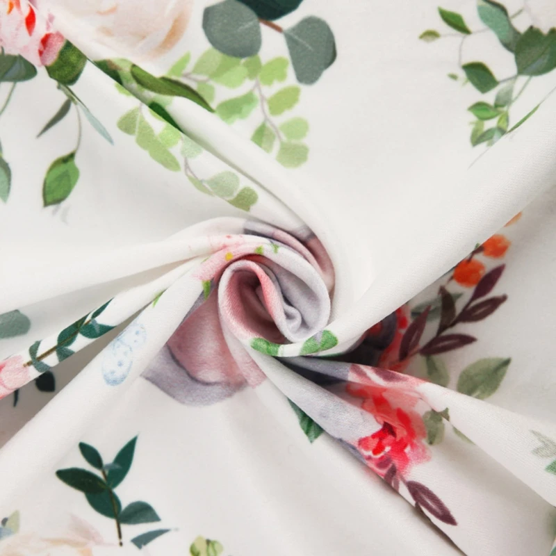 

Newborn Baby Receiving Blanket Headband Set Infant Floral Printing Swaddle Wrap DXAD