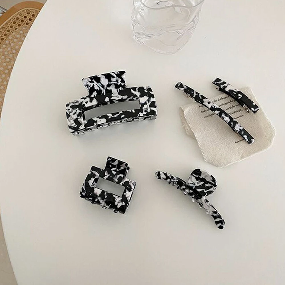 

Milk Cow Color Geometric Large Hair Claws Women Girls Vintage Hollow Acrylic Hairpins Acetate Hair Clips Crab Hair Accessories