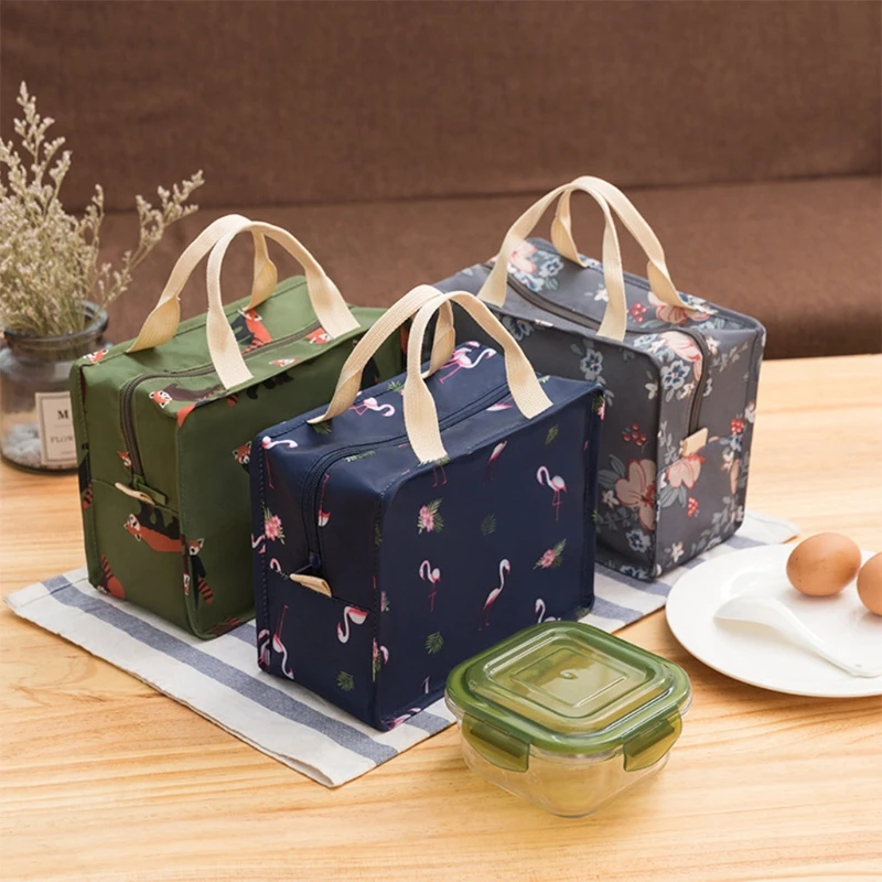 

D0LF Portable Cartoon Print Lunch Bag Thermal Insulated Lunch Box Tote Cooler Handbag