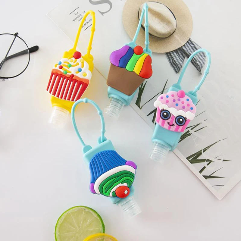 

Portable Hand Bottle Cover 30ml Cartoon Silicone Hand Bottle Holder Geen Schoon Afneembare Cover Fles Voor kid