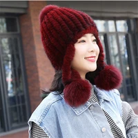 manufacyure of good quality new products full range of knitted mink fur hat accessories fox fur ball hat ladies winter warm hat