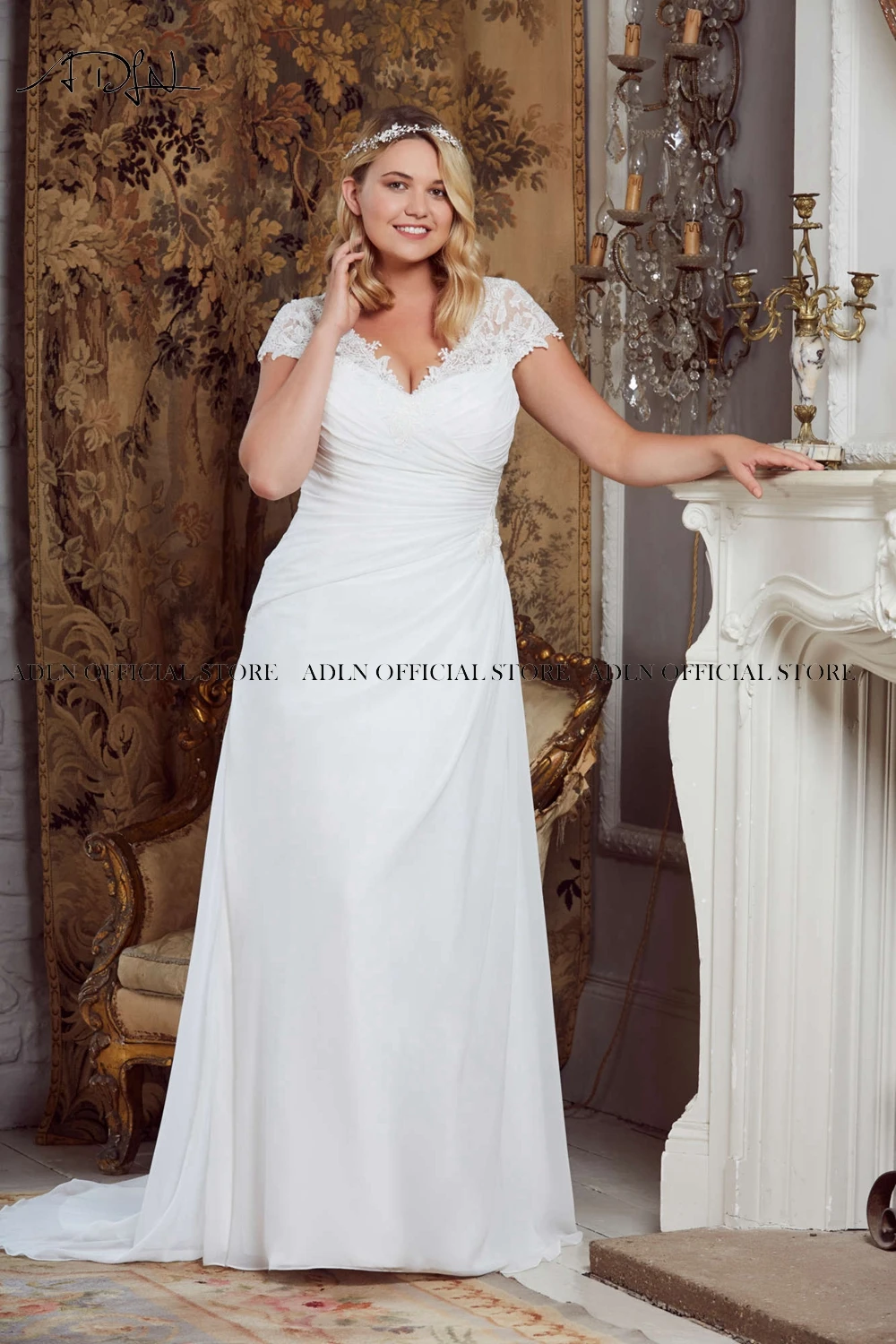 ADLN Пляжные Свадебные платья Robe de Mariage элегантные шифоновые кружевные аппликации