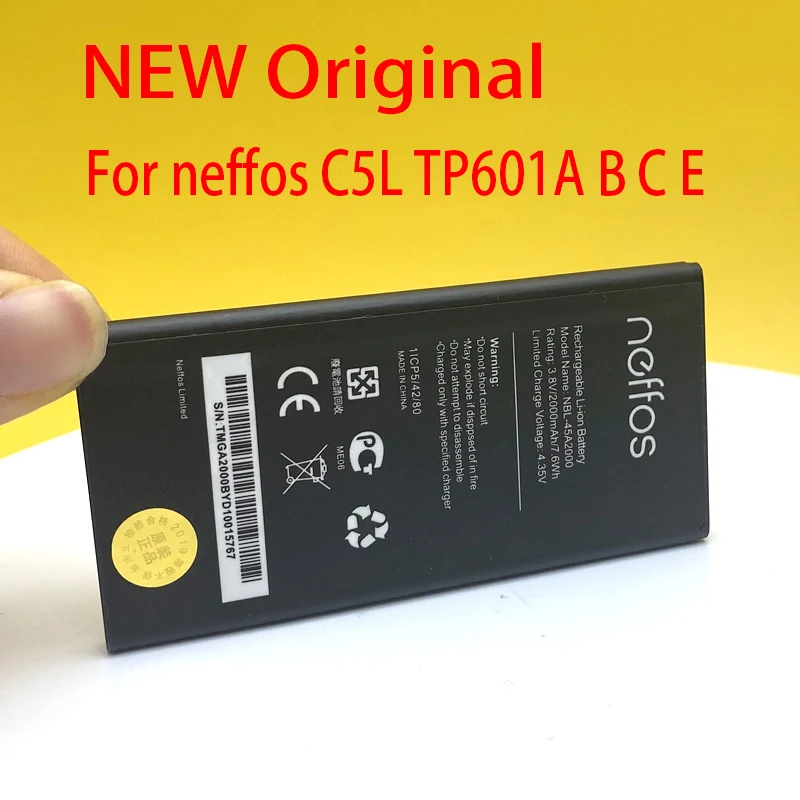 Оригинальный телефон Новая батарея 2000 мАч для neffos C5L TP601A B C E Высококачественная