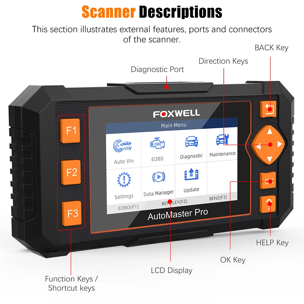 Автомобильный сканер Foxwell NT634 OBD2 четыре системы CVT EPB TPMS DPF сброс масляного