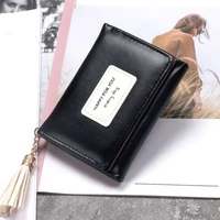 womens wallet short solid color letter female pu leather hasp three fold coin purses ladies fashion money clip card holders