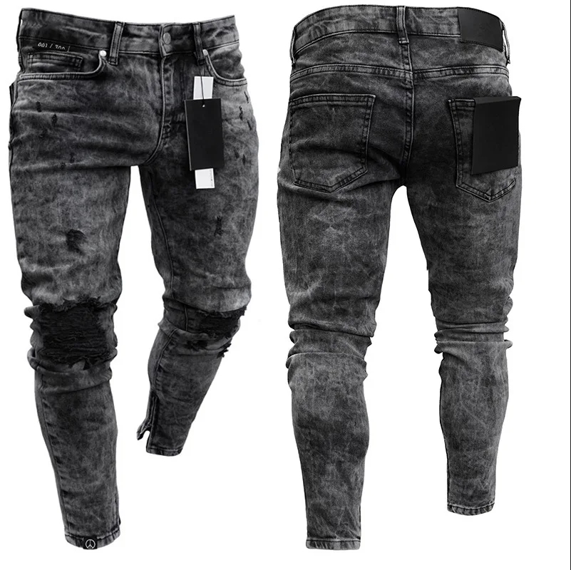 

Jeans autumn and winter new men's skinny jeans slim casual zipper men's Leggings