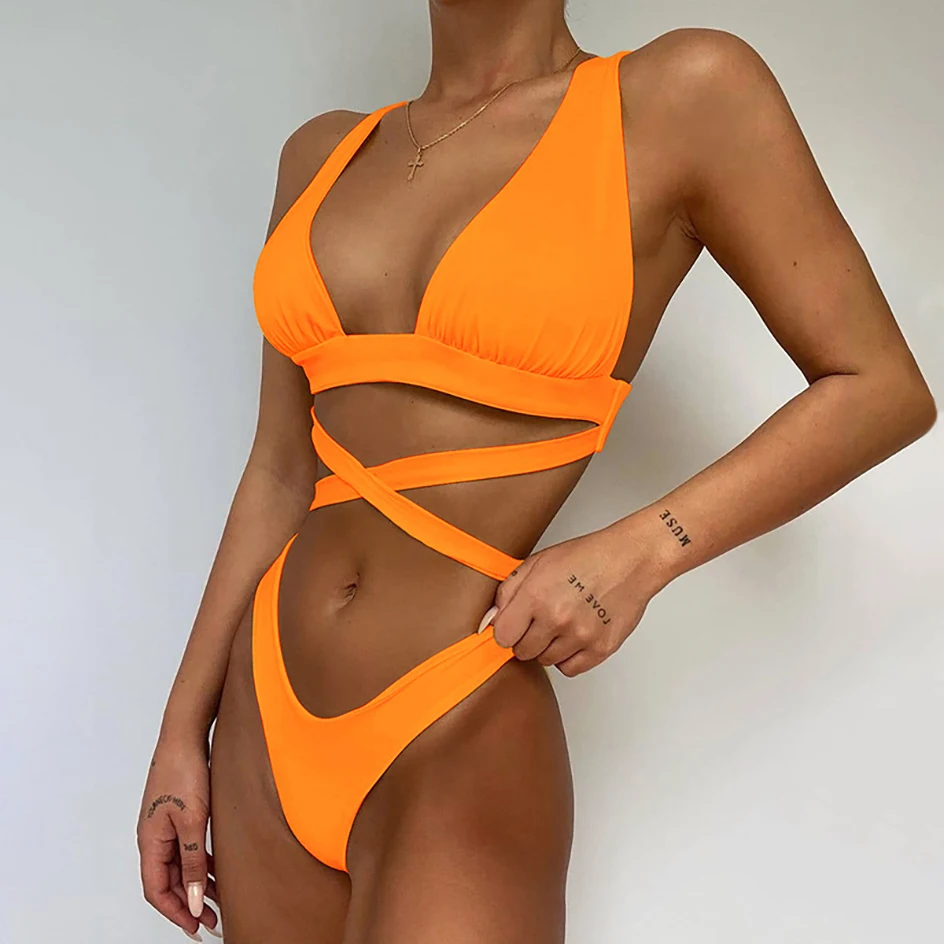 

Sexy Bikini 2022 Swimsuit Female Swimwear Women Push Up Bikinis Set Cross Bandage Bather Swimming for Bathing Suit Beach Wear