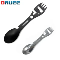 5 in 1 stainless steel spork portable camping cookware tableware multitool bottle cutlery flatware utensil fork can opener
