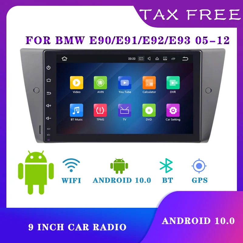 

9 inch Android 10.0 E90 E91 E92 E93 2005-2012 Car Multimedia 4G+64G for BMW with EX-3G,WIFI,Operation System DVD bluetooth