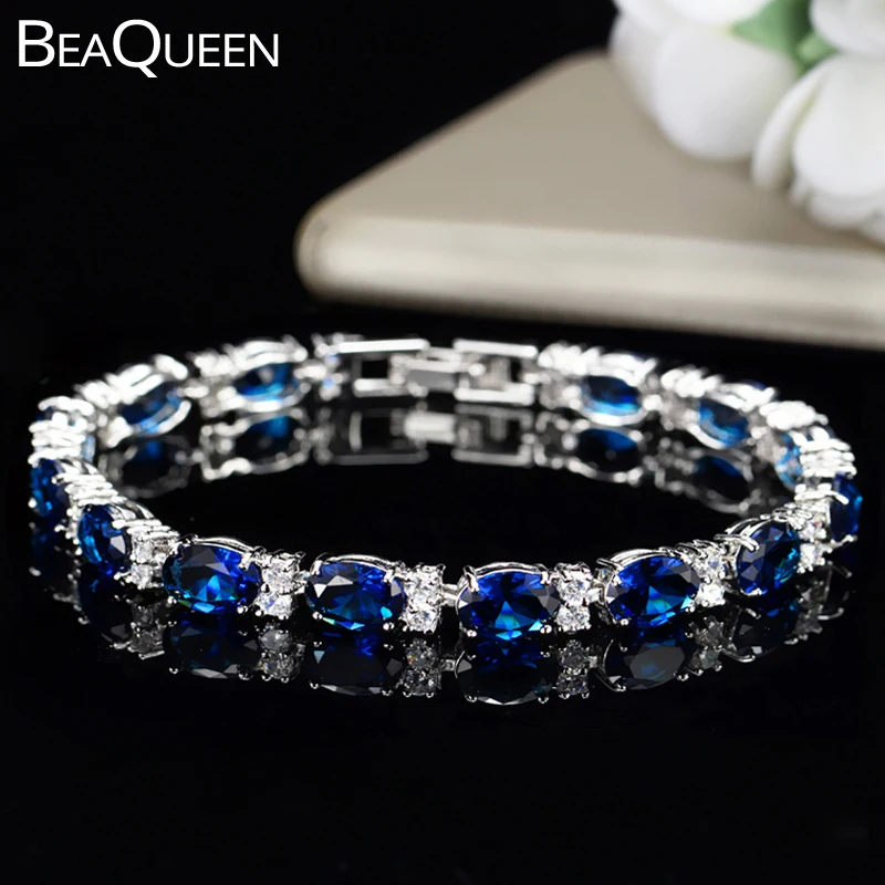 Очаровательный браслет BeaQueen цвета белого золота королевская бижутерия темно