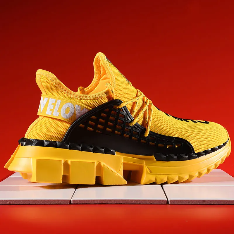 Новые стильные кроссовки на толстой подошве сетчатые мужская спортивная обувь