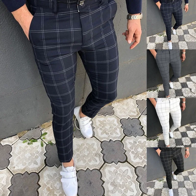 

New Fashion plaid pants placket button zipper trend all-match casual trousers 2021