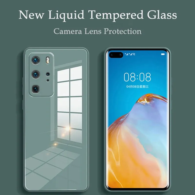 

Glossy Tempered Glass Back Cover Case For Huawei P40 P30 Pro Mate 30 Pro Honor 30s 30 Nova 7 SE 6 5 Phone Cases Camera Protect