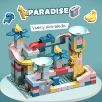 morandi animal paradise slide building blocks marble race run ball track big bricks stem set toys gift for children kids toddler