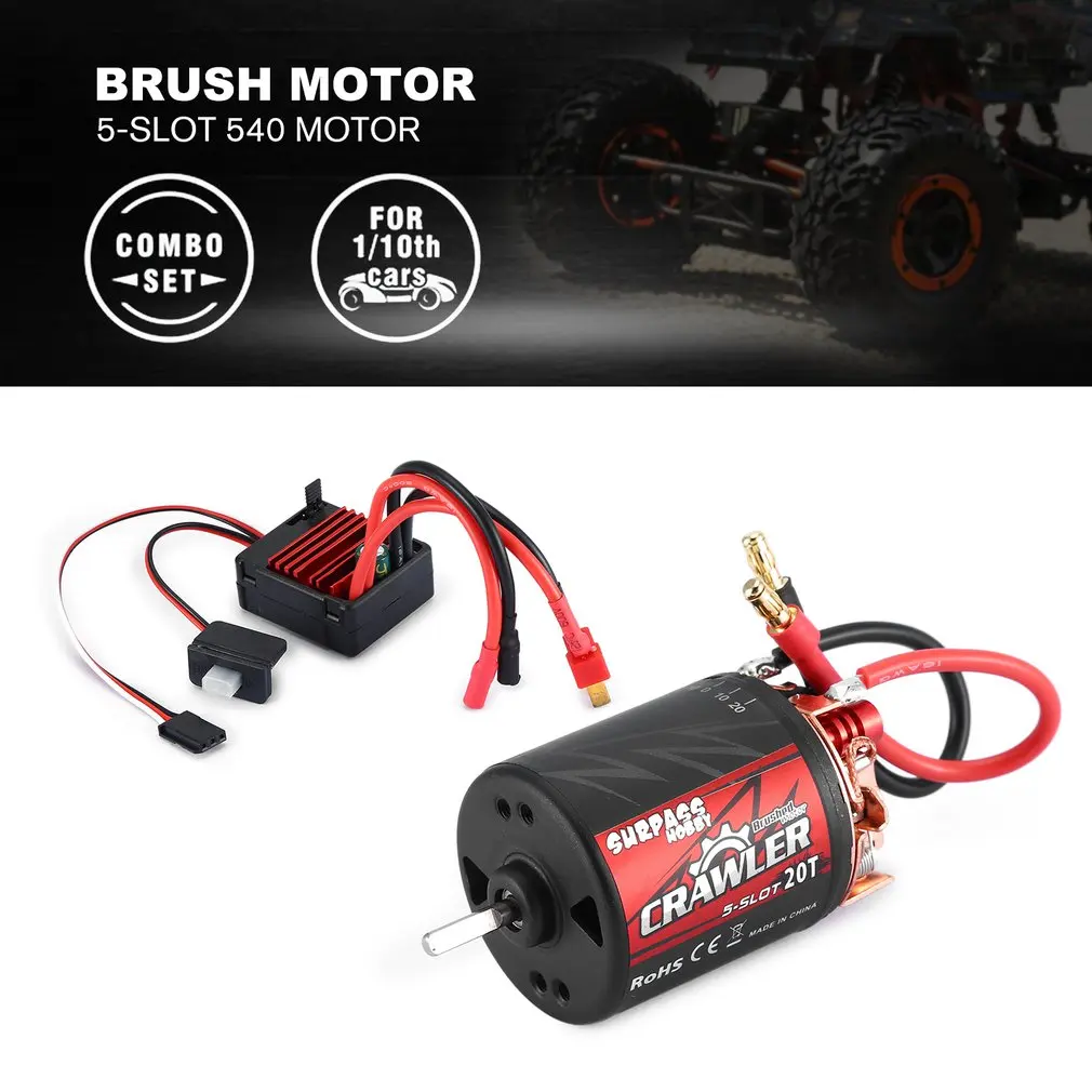 

5-Slot 540 11T 13T 16T 20T Brushed Motor W/60A Esc Combo Set For 1/10 RC Car Traxxas Trx-4