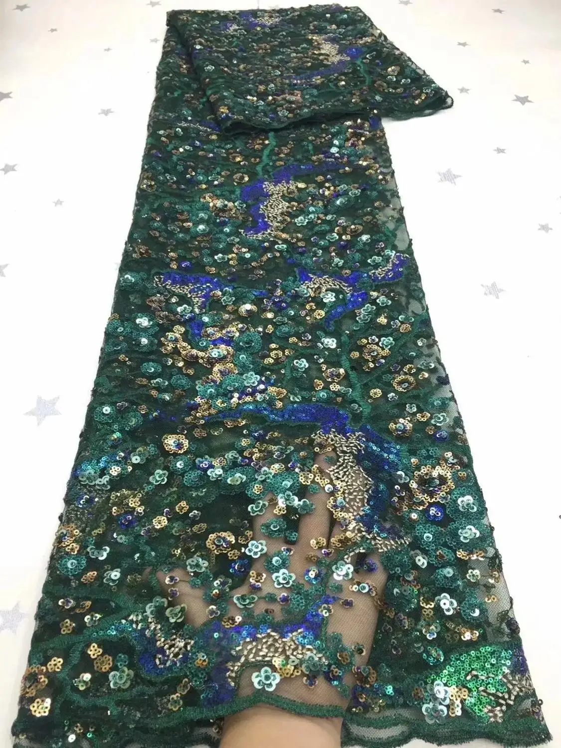 

African tulle Lace Fabric 2020 High Quality Lace French Nigerian Sequins Lace Fabrics For Bride Wedding Party Sewing