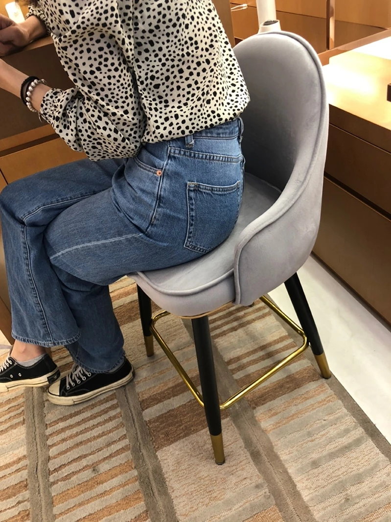 

Light Luxury Bar Chair Household High Stool Modern Simple Island Platform High Chair Bar Chair Front Desk High Back Stool