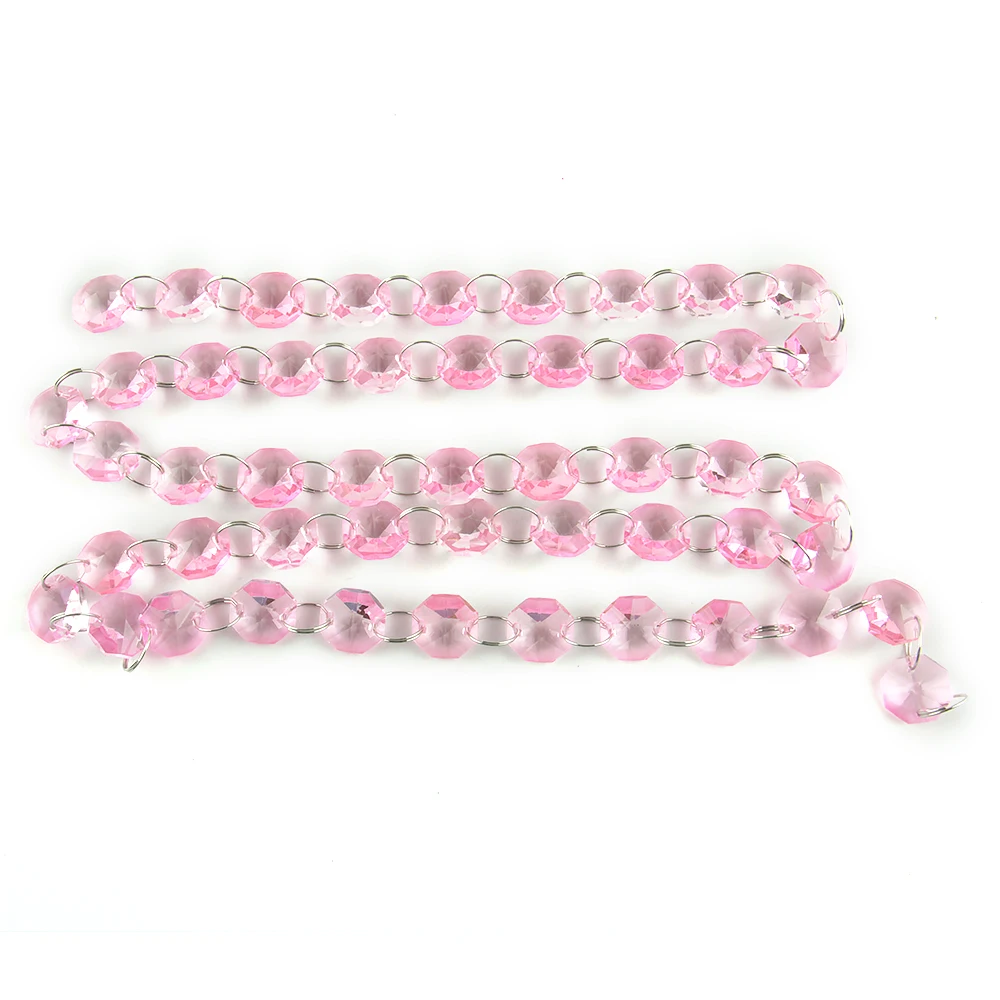 Хрустальные Восьмиугольные бусины 5 м/50 м розового цвета 14 мм стеклянные