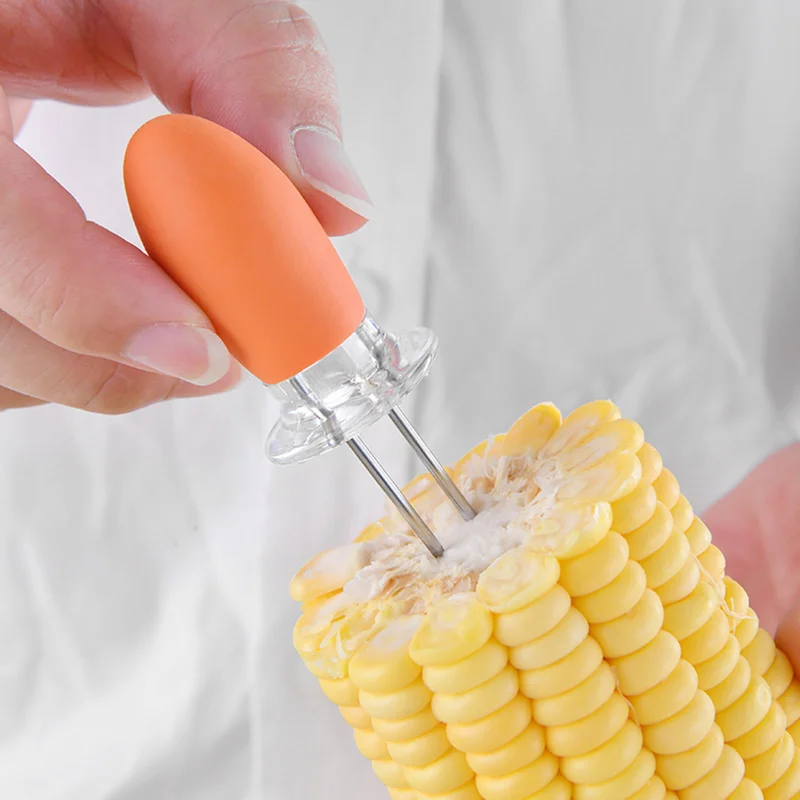 2 Pcs/Set BBQ Corn Holders Safe Stainless Steel on The Cob Skewers Needle Prongs for Barbecue Hand Tools | Дом и сад