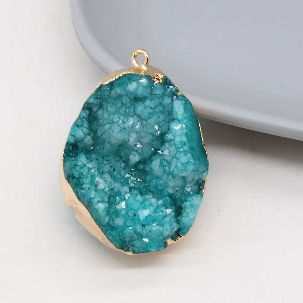 

Natural Semi-precious Stone Pendant Agate Crystal Bud Gilded Edge DIY Jewelry Making Necklace Bracelet Gift