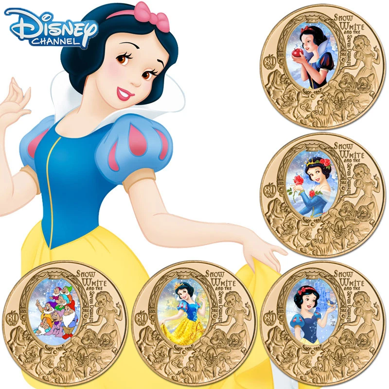

Disney Snow White and The Seven Dwarfs Commemorative Coins Cartoon Lucky Coins Furniture Decoration Crafts Children Toys Gift