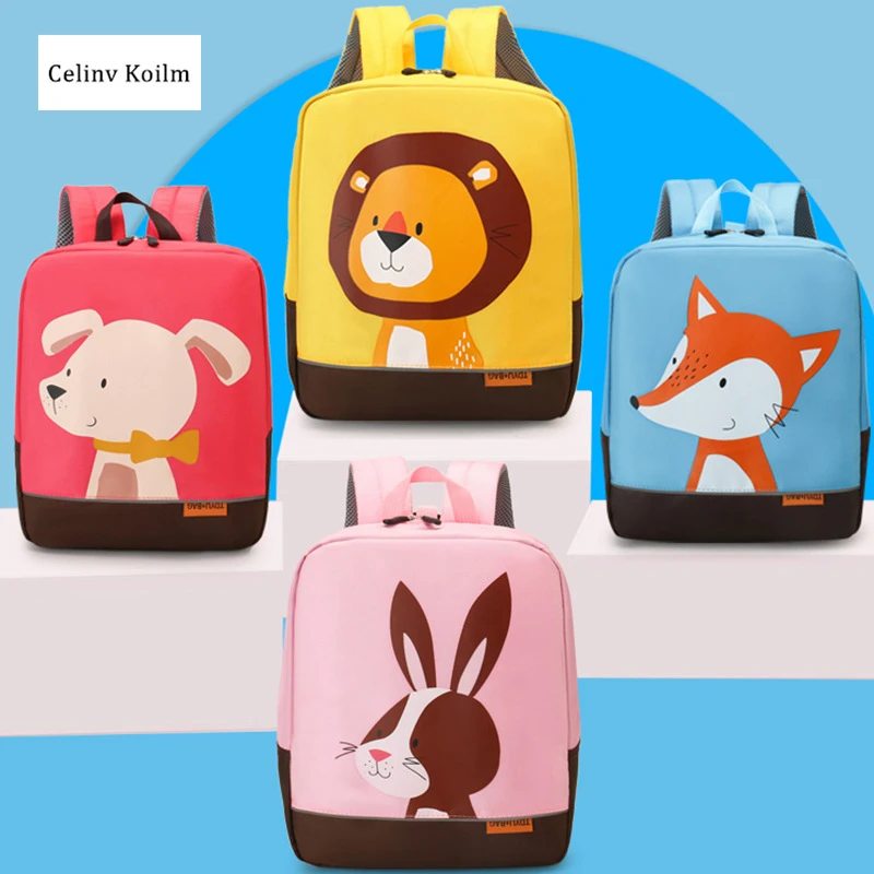 

Celinv Koilm Children's Backpack New Fashion Contrast Color Cartoon Pattern Cloth Bag Trend Large-Capacity Backpack Kindergarten