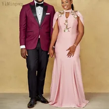 YiMinpwp Vestidos de Fiesta de sirena rosa, cuello alto, cremallera, longitud hasta el suelo, cuentas, apliques largos, formales, vestidos de noche para mujer (2)