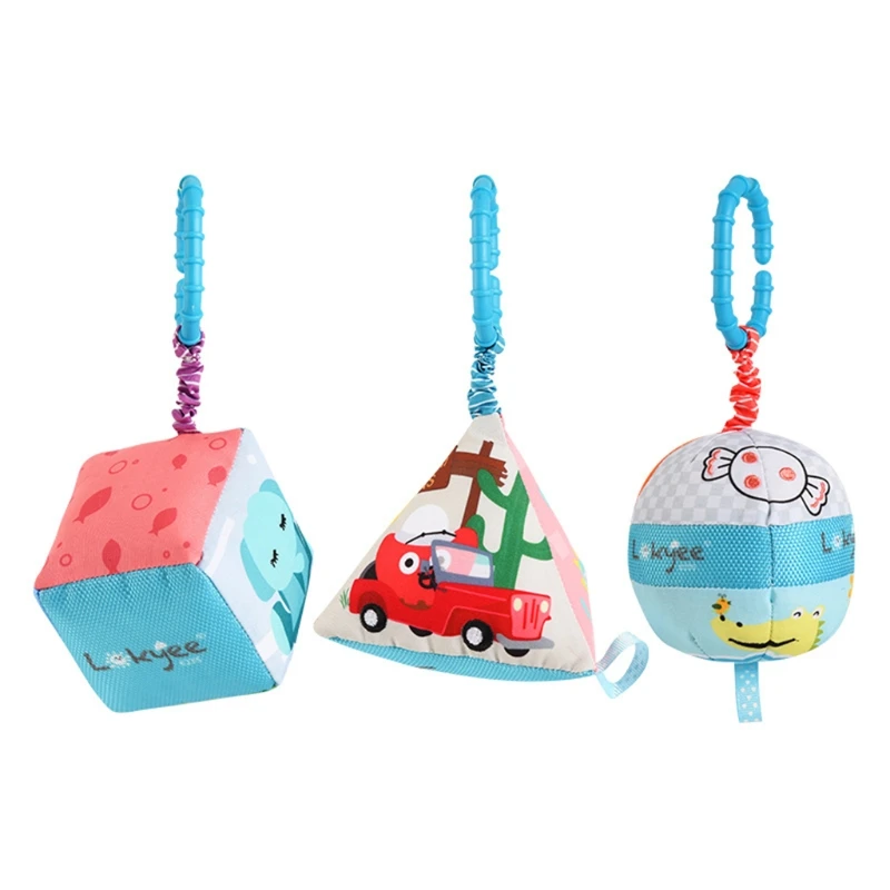 

Newborn baby rattle plush pendant toy three-piece set 0-1 year old baby toy sensory puzzle cloth ball bedside bell (1 set H055