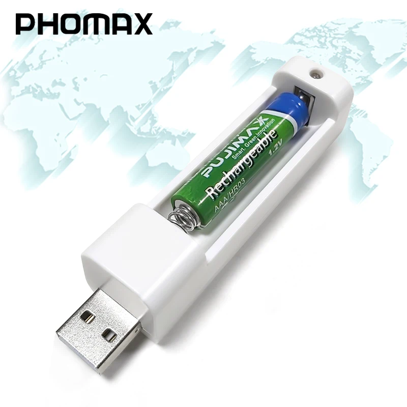 PHOMAX N101U USB 2 0 легкое зарядное устройство светодиодный 1 шт. Ni MH/Ni Cd AA AAA