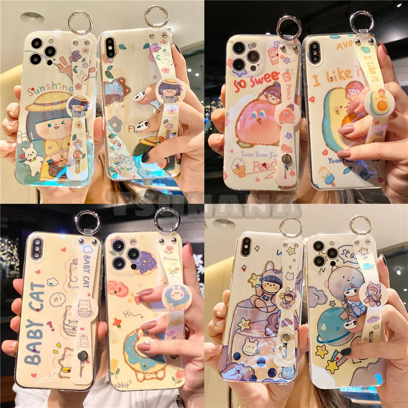 

Ins Cartoon WRISTBAND BLUE DIAMOND TPU Protective Case For Xiaomi 11 Pro Lite Ultra Redmi Note K30 8 9 10 T Pro Max Soft Case