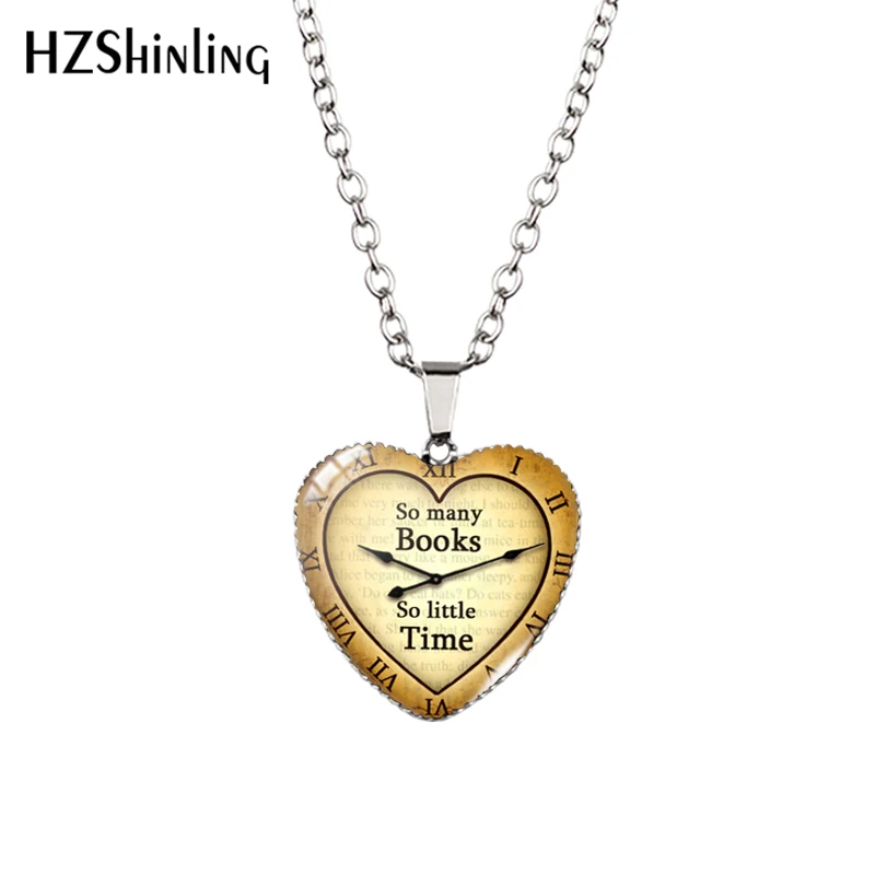 Новое ожерелье в виде сердца так много книг мало времени подвеска Книга с цитатой