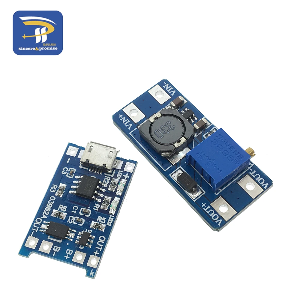 Micro USB 5V 1A 18650 TP4056 фотозарядная плата с защитой + MT3608 2А|module tp4056|protection boardbattery protection