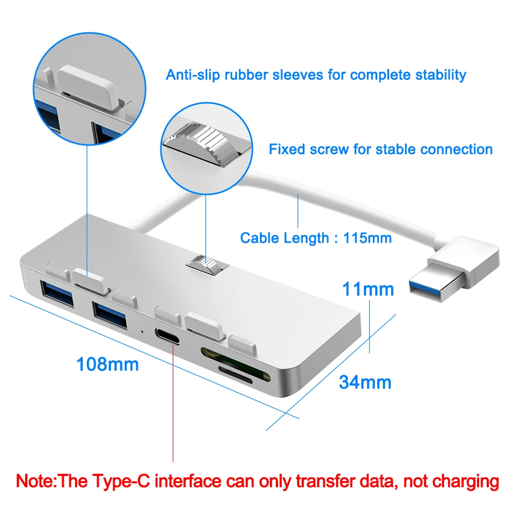 

KARTOMAN Aluminum alloy usb 3.0 hub 3 port adapter splitter with SD/TF Card Reader for iMac 21.5 27 PRO Slim Unibody computer