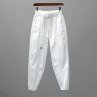 white pants womens elastic waist loose casual trouser 2021 spring summer new trend beamed feet were thin radish harem pant e533