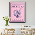 Японские рамен мультфильм Кот животные Холст Искусство Живопись Кухня Декор СТЕНА картина лапша еда плакаты и принты для детей