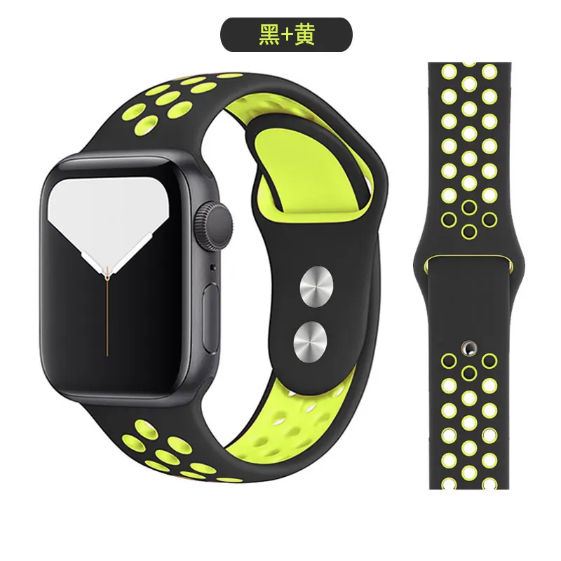 

Браслет для Apple Watch 7 S7, Apple 6 поколения, SE, S6, из дышащего силикагеля, IWATCH3 / 4/5 поколения, 45/41/42