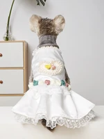 flower rose satin drill love beading wedding white dog dress clothing for dogs clothes puppy dog cat clothing pet apparel
