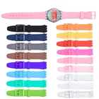 Ремешок силиконовый для спортивных часов Swatch, резиновый цветной браслет для девушек и женщин, аксессуары для наручных часов, 12 мм, 16 мм, 17 мм, 19 мм, 20 мм