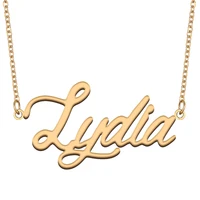 lydia name necklace for women stainless steel jewelry 18k gold plated nameplate pendant femme mother girlfriend gift