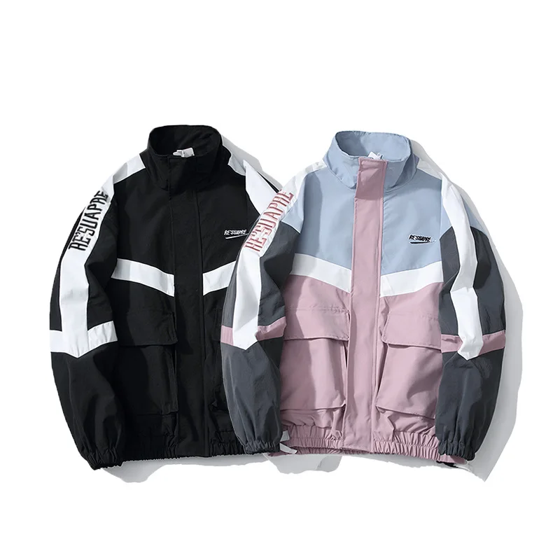 

Men Long Sleeve Stand-collar Color Patchwork Thick Winter Jacket Size M-XL
