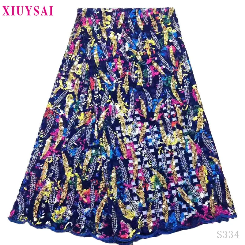 Новейшая африканская Бархатная тюль с блестками кружевная ткань высокого